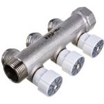 Коллектор НВ 3/4 3х3/4EK Н 40мм никелированный с вентилями Uni-Fitt 402N3330 (артикул 15615381) – фото 1