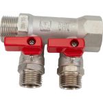 Коллектор с регулирующими вентилями 1х2 вых. Евроконус 3/4 Valtec VTc.560.NE.060502 (артикул 15637840) – фото 1