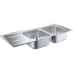 Мойка Grohe из нержавеющей стали с корзинчатым вентилем K400 80-S 116/50 2.0 оборачиваемые 2 чаши 31587SD0 (артикул 16239888) – фото 1