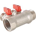 Коллектор с отсекающими кранами Valtec 1х2 выхода Евроконус 3/4" VTc.580.NE.0602 (артикул 16006840) – фото 1