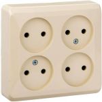 4-местная розетка Schneider Electric ЭТЮД, O/У, без заземления, без шторок, 16А, 250B, кремовый, PA16-205K (артикул 16314152) – фото 1