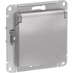 Розетка Schneider Electric AtlasDesign Алюминий с заземлением, со шторками, 16А ATN000346 (артикул 16794151) – фото 1