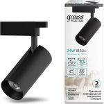 Трековый светильник GAUSS цилиндр 24W 1830lm 4000K 180-220V IP20 65х206мм черный LED 1/40 TR086 (артикул 16856341) – фото 1