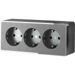 Тройная розетка WERKEL W5073104 с заземлением и шторками Gallant (графит рифленый) a052595 (артикул 16603148) – фото 1