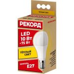 Светодиодная лампа РЕКОРД LED А60 10W Е27 3000К 23875 (артикул 16219914) – фото 1