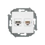 Телефонная + компьютерная розетка Simon RJ11+RJ45 кат.5е, белый 20 1591590-030 (артикул 15424139) – фото 1