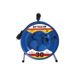 Удлинитель на металлической катушке STEKKER с заземлением 4-местный, PRF02-31-30, 30м, 3х1,5, синий 39786 (артикул 19654722) – фото 1