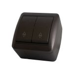 2-клавишный выключатель на 2 направления TDM открытой установки IP44 10А шоколад "Селигер" SQ1818-0212 (артикул 16533933) – фото 1