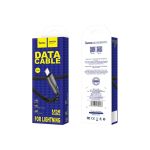 USB-кабель HOCO, AM-8pin Lightning 1.2 метра, 2.4A, плоский, ПВХ, чёрный 23753-U58iBK (артикул 17249238) – фото 1