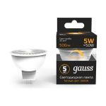Лампа Gauss LED MR16 GU10-dim 5W 500lm 3000K 101506105-D (артикул 15869206) – фото 1