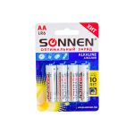 Батарейки SONNEN Alkaline, АА алкалиновые, 4 шт., в блистере, 451085 (артикул 15895539) – фото 1