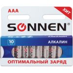 Батарейки SONNEN Alkaline, AAA алкалиновые, 10 шт., в коробке, 451089 (артикул 15895642) – фото 1