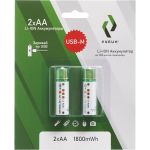 Аккумулятор РУБИН LI-ION размер АА 1,5 В 1800mWh USB Magnetic 2шт/блистер РЭ-АА1800/1 (артикул 25353081) – фото 1