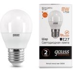 Лампа LED Globe 8W E27 3000K Gauss Elementary 53218 (артикул 15629220) – фото 1