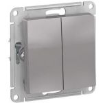 2-клавишный выключатель Schneider Electric ATLASDESIGN 10АХ, АЛЮМИНИЙ ATN000351 (артикул 16313784) – фото 1