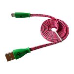 Кабель REXANT USB светящиеся разъемы для iPhone 5/6/7 моделей шнур шелк плоский1М розовый 18-4258 (артикул 15906766) – фото 1