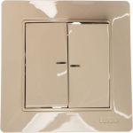 Выключатель LUXAR Novo с/у 2 клавиши, с подсветкой, кремовый, 250В 10А 4606400420248 (артикул 16139581) – фото 1
