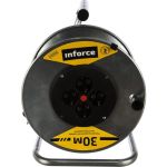 Силовой удлинитель на металлической катушке Inforce К4-Е-30 30 м 4 розетки с з/к 40130 (артикул 15506521) – фото 1
