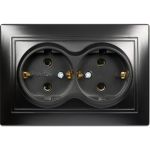Розетка Smartbuy 2-местная с заземлением 16А черная, Венера SBE-01b-16-S2-Z-c (артикул 16049707) – фото 1