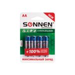 Батарейки SONNEN Super Alkaline, АА алкалиновые, 4 шт., в блистере, 451094 (артикул 15895538) – фото 1