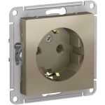 Механизм розетки Schneider Electric 1-м СП ATLAS DESIGN с заземлением, 16А, шампань ATN000543 1240326 (артикул 15846240) – фото 1