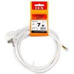 Сетевой шнур LUX V3 ПВС 3x0.75 7м, с вилкой, с заземлением, белый 4606400609704 (артикул 15277538) – фото 1