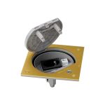 Simon Влагостойкая основа IP66 с розеткой 2PE Schuko К45 RJ45 5e UTP с замком латунь KSE15USEC-23-71 (артикул 16481741) – фото 1