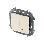 Двухклавишный выключатель Legrand с подсветкой - INSPIRIA - 10 AX - 250 В - слоновая кость 673631 (артикул 20953569) – фото 1