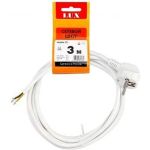 Сетевой шнур LUX V3 ПВС 3x0.75 3м, с вилкой, с заземлением, белый 4606400609681 (артикул 15277536) – фото 1