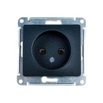 1-местный механизм розетки Schneider Electric скрытой проводки 1модуль Glossa 16А IP20 250В без заземления антрацит GSL000741 (артикул 18145309) – фото 1