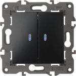 Двойной выключатель с подсветкой ЭРА 14-1105-05 10АХ-250В, IP20, Elegance, антрацит Б0034241 (артикул 15903861) – фото 1