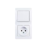 Комбинированный блок розетка + 1-клавишный выключатель Schneider Electric GLOSSA белый GSL000160 (артикул 18124615) – фото 1