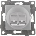 Механизм компьютерной и телефонной розетки GUSI ELECTRIC Ugra RJ45, RJ12, СУ, серебро С11КТ-004 (артикул 16032629) – фото 1