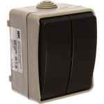 2-клавишный выключатель IEK ОП Форс 10А IP54 ВС20-2-0-ФСр ИЭК EVS20-K03-10-54-DC (артикул 15166333) – фото 1