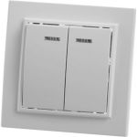 Выключатель STEKKER 2-клавишный с индикатором, 220V, 10А, серия Эрна, белый, PSW10-9002-01 39042 (артикул 16171575) – фото 1
