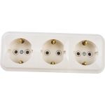 Розетка Bylectrica 3-местная ОУ с заз.конт., серия ПРАЛЕСКА, бежевый, РА16-265 бежевый (артикул 17384250) – фото 1