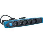 Electraline Удлинитель 5Р+2USB с выключателем 3x1-2М с заземлением силикон черно-синий 62157 (артикул 16517381) – фото 1