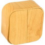 Выключатель Legrand 2-кл. ОП Quteo 10А IP20 10АХ дерево Leg 782262 263636 (артикул 15788633) – фото 1