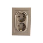 Розетка Schneider Electric 2-м ATLAS DESIGN с заземлением, 16А, в сборе, шампань ATN000524 1240317 (артикул 15846290) – фото 1