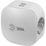 Тройник ЭРА SP-3e-USB-2A 3гн 220V + 2xUSB 2000mA, c заземлением, белый Б0015243 (артикул 15881768) – фото 1