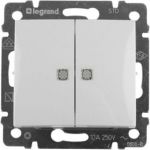 Двухклавишный выключатель Legrand Valena 774428 с подсветкой, белый (артикул 15142374) – фото 1