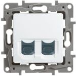 Розетка Legrand 2ХRJ45 5е UTP белый ETIKA 672255 (артикул 16314388) – фото 1