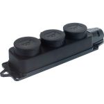 Тройная розетка наружной установки 101 с заглушками 2Р+РЕ 1х16А 220-240V 106-0400-0101 (артикул 16027781) – фото 1