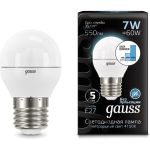 Лампа Gauss LED Шар E27 7W 550lm 4100K step dimmable 105102207-S (артикул 15869214) – фото 1
