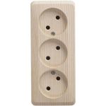 Тройная розетка Schneider Electric ЭТЮД, O/У без заземления, без шторок, 16А 250B сосна PA16-009D (артикул 16314203) – фото 1