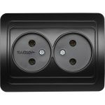 Розетка Smartbuy 2-местная без заземления 10А черная, Марс SBE-02b-10-S2-N-c (артикул 16052076) – фото 1