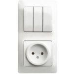 Блок розетка + 3-клавишный выключатель Schneider Electric GLOSSA БЕЛЫЙ GSL000176 (артикул 16314143) – фото 1