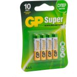 Алкалиновые батарейки GP Super Alkaline 24А ААA - 4 шт. 24A-2CR4 (артикул 16036246) – фото 1