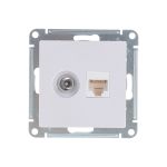 Двойная компьютерная+ТВ розетка Schneider Electric ATLASDESIGN RJ45+TV, категория 5E, ЖЕМЧУГ ATN000489 (артикул 16314279) – фото 1