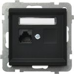 Компьютерная розетка Ospel Sonata 1-я, категория 5e, RJ-45, без рамки, черный металлик GPK-1R/K/m/33 (артикул 16257680) – фото 1